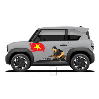 Tem 2 bên Sườn Xe Ô tô VF3,Tem 2 bên sườn Cực Chất, Hàng 3 Lớp Chất Lượng Cao 30/4 Giải Phóng Miền Nam-Bộ đội Cụ Hồ