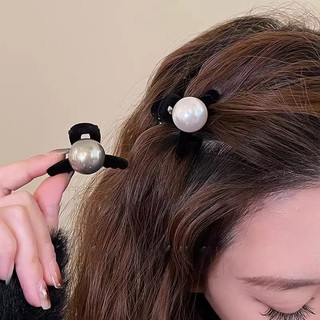 IK Kẹp Tóc Mái Càng Cua Mini Nhung Hạt Ngọc Tiểu Thư K24