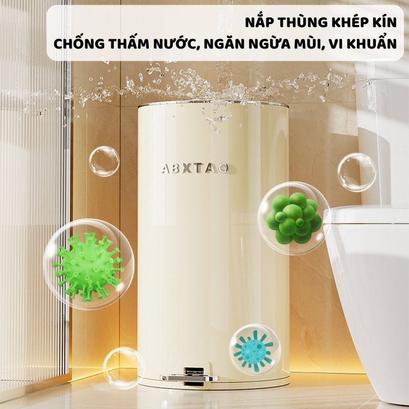 Thùng Rác Thép Cao Cấp Nắp Chống Ồn ENODA HOME, Thùng Đựng Rác Tráng Men Chống Bẩn Cho Văn Phòng, Gia Đình TR040