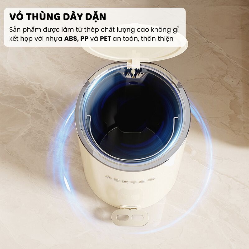 Thùng Rác Thép Cao Cấp Nắp Chống Ồn ENODA HOME, Thùng Đựng Rác Tráng Men Chống Bẩn Cho Văn Phòng, Gia Đình TR040
