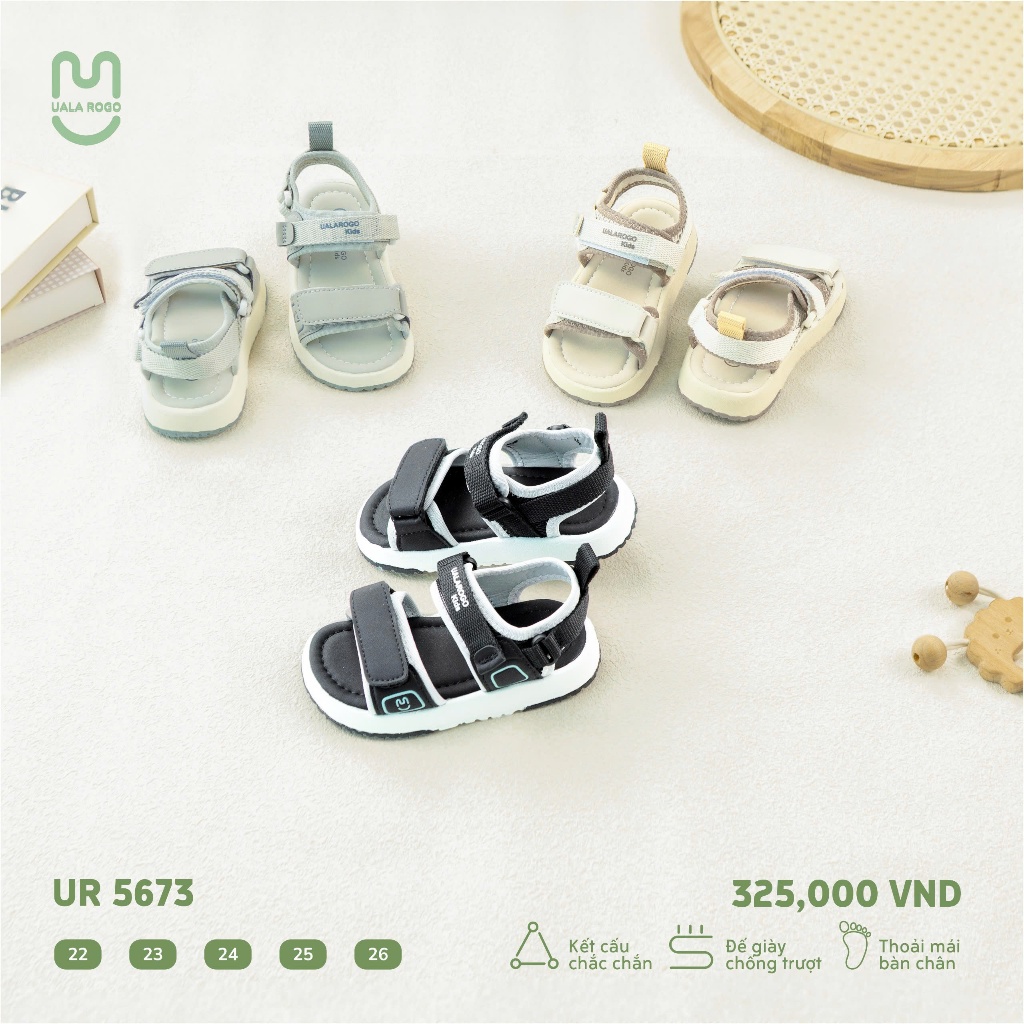 Dép bé trai bé gái Ualarogo Sandal quai dán đế cao su chống trượt bảo ...