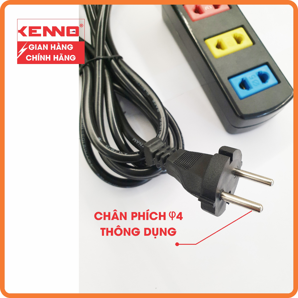 Combo 2 thùng Ổ Cắm Điện Chịu Tải 1200W 3TC3-3TC5 KENNO 3 Lỗ Cắm, Phi 4 & 5, chống cháy, chuyên dùng văn phòng