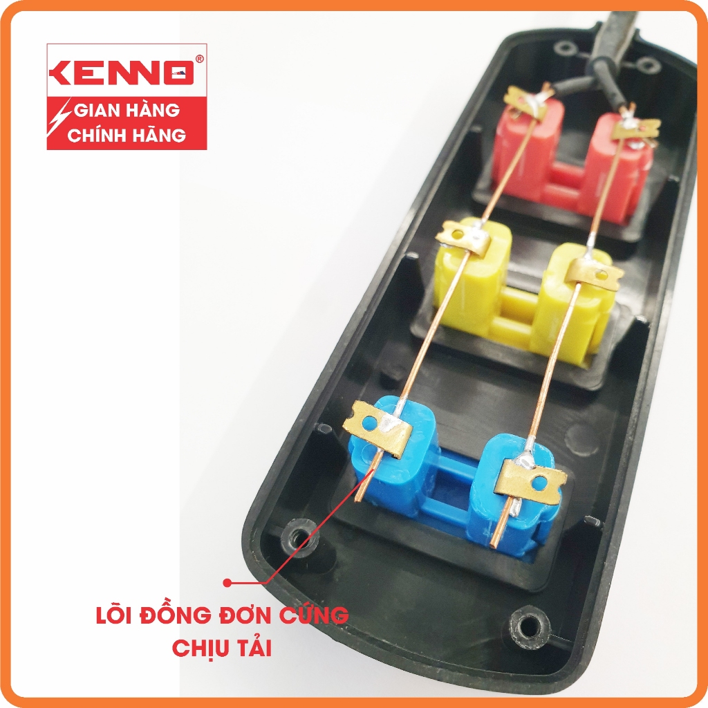 Combo 2 thùng Ổ Cắm Điện Chịu Tải 1200W 3TC3-3TC5 KENNO 3 Lỗ Cắm, Phi 4 & 5, chống cháy, chuyên dùng văn phòng