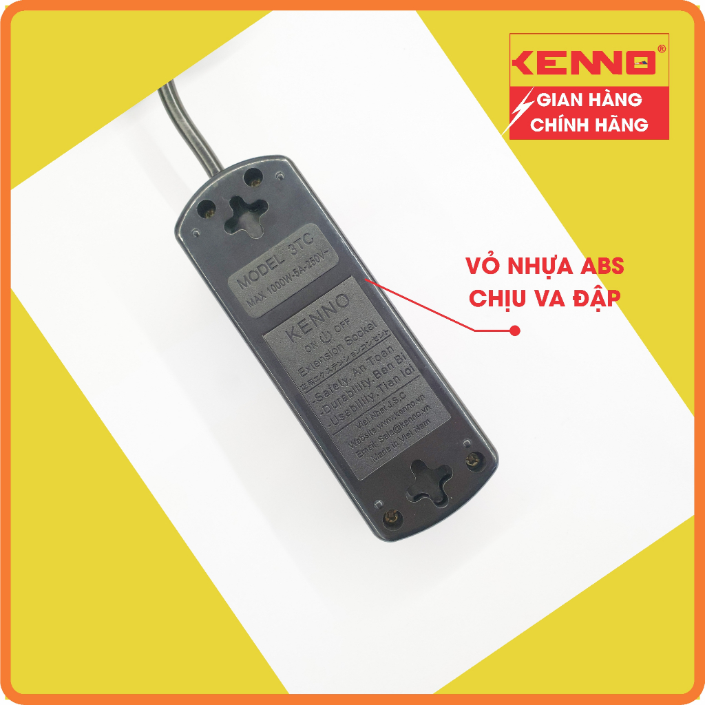 Combo 2 thùng Ổ Cắm Điện Chịu Tải 1200W 3TC3-3TC5 KENNO 3 Lỗ Cắm, Phi 4 & 5, chống cháy, chuyên dùng văn phòng