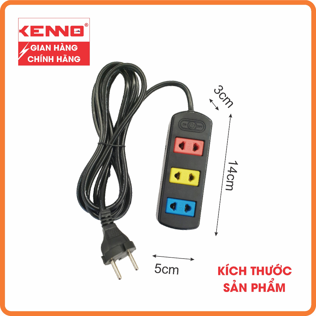 Combo 2 thùng Ổ Cắm Điện Chịu Tải 1200W 3TC3-3TC5 KENNO 3 Lỗ Cắm, Phi 4 & 5, chống cháy, chuyên dùng văn phòng