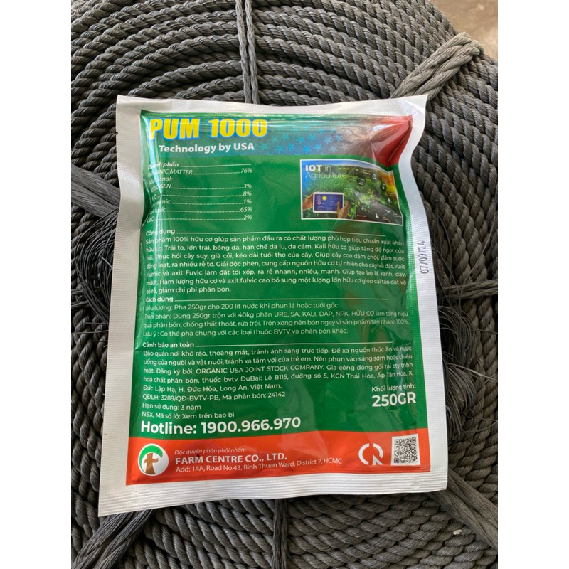 Pum 100 lớn trái, tẩy nám, xanh trai, giải độc  năng lượng cây trồng 250gr