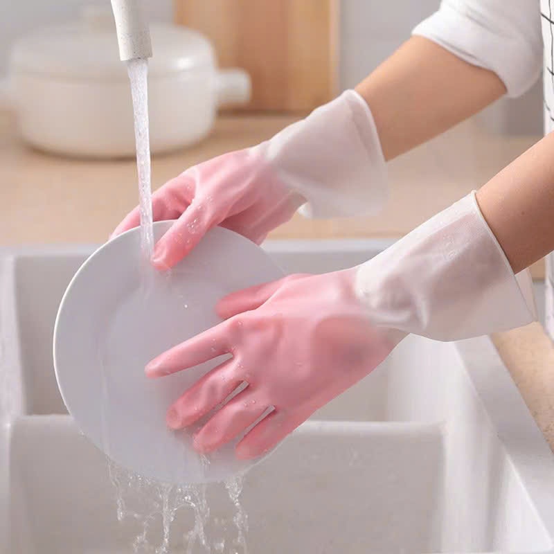 Găng Tay 2 Màu Không Hóa Chất Dịu Nhẹ Với Da Tay,Găng Tay Màu Loang Sang Trọng - GĂNG TAY CAO SU RỬA CHÉN TIỆN LỢI