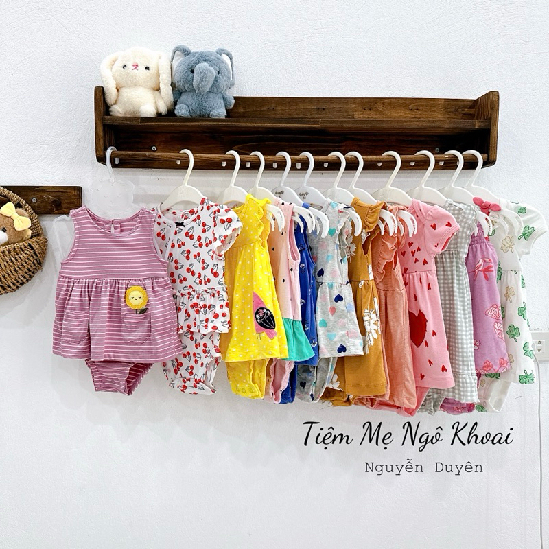 [MD202] 3/6-6/9-9/12m Body suit váy ngắn tay chất liệu cotton xuất xịn cho bé yêu của mẹ
