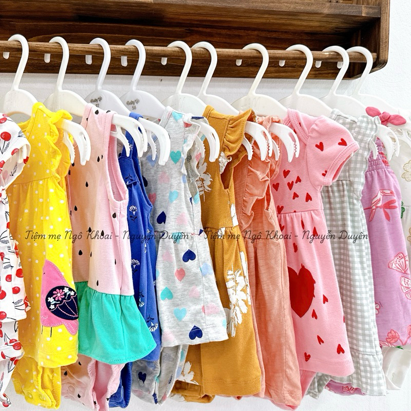 [MD202] 3/6-6/9-9/12m Body suit váy ngắn tay chất liệu cotton xuất xịn cho bé yêu của mẹ