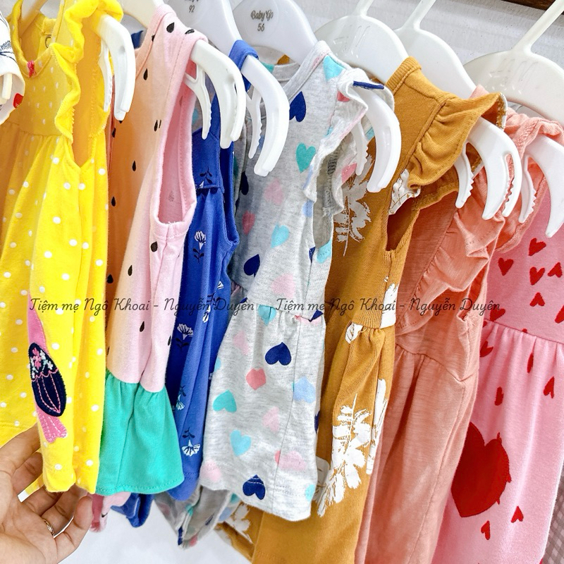 [MD202] 3/6-6/9-9/12m Body suit váy ngắn tay chất liệu cotton xuất xịn cho bé yêu của mẹ