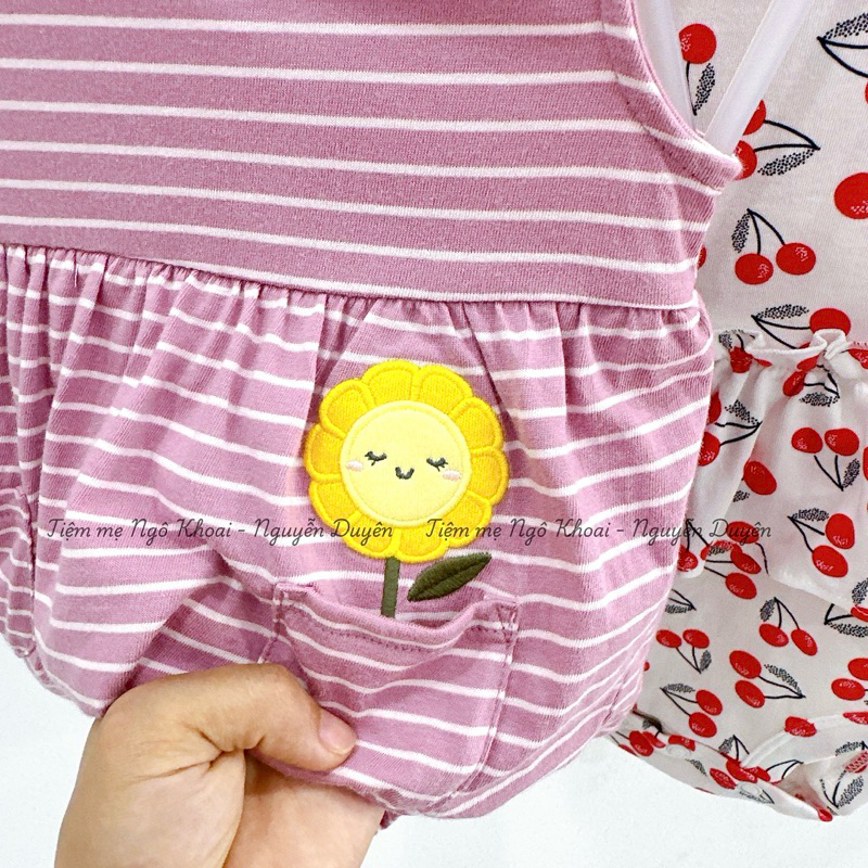 [MD202] 3/6-6/9-9/12m Body suit váy ngắn tay chất liệu cotton xuất xịn cho bé yêu của mẹ