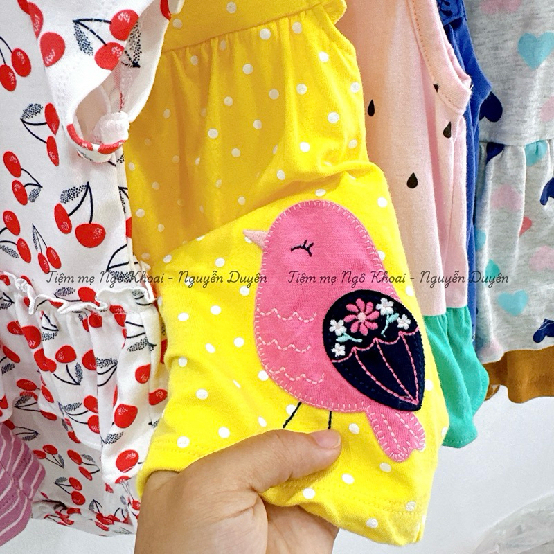 [MD202] 3/6-6/9-9/12m Body suit váy ngắn tay chất liệu cotton xuất xịn cho bé yêu của mẹ