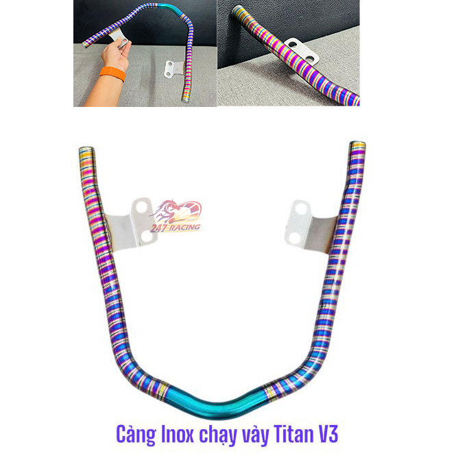 Cảng Sau INOX chạy Vảy Xi TITAN V3 gắn xe máy Wave A110 S110 RS110 ....