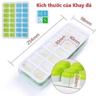 [COMBO 10]Khay Đá Có Nắp Đậy Silicon 14 Viên, Khay Đựng Đá Tủ Lạnh, Khuôn Làm Đá Thạch Kem Bảo Quản Chống MùI