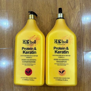 Bộ gội xả phục hồi tóc He Bau Protein Keratin 2000ml cho Salon Spa
