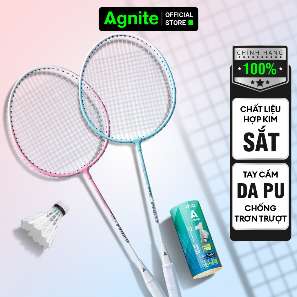 [TẶNG QUÀ] Bộ 2 Vợt Cầu Lông Chính Hãng AGNITE Căng Sẵn Màu Pastel Siêu Nhẹ Phù Hợp Mọi Lứa Tuổi