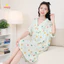 Váy đầm ngủ Pijama ngắn tay, cài cúc mặc nhà vải Viscose mềm mại thoáng mát MEV0575