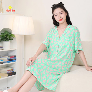[XẢ KHO GIÁ SỐC] Váy đầm ngủ Pijama ngắn tay, cài cúc mặc nhà vải Viscose mềm mại thoáng mát MEV0575
