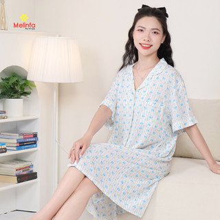 [XẢ KHO GIÁ SỐC] Váy đầm ngủ Pijama ngắn tay, cài cúc mặc nhà vải Viscose mềm mại thoáng mát MEV0575