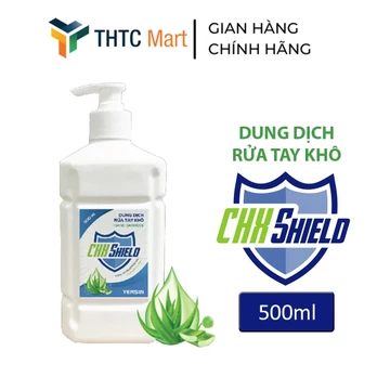 Dung dịch rửa tay khô CHX Shield chai 500ml nước rửa tay khô chiết xuât nha đam kháng khuẩn, làm mềm dịu da tay
