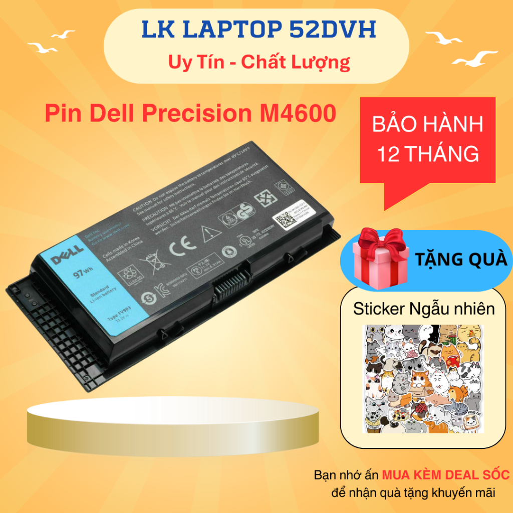 Pin Dell Precision M4600 FV993 M4700 M4800 M6600 M6700 M6800 PG6RC R7PND C565C 8M039 FV993 New 100%