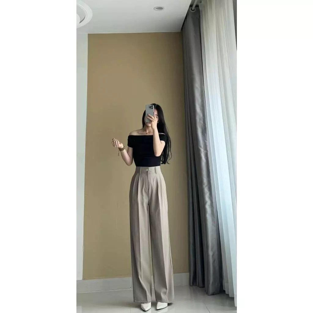 Quần Tây Ống Suông, Chất Gold Nhật Mềm Mịn Lưng Cao Tôn Dáng Dài - MAY Fashion