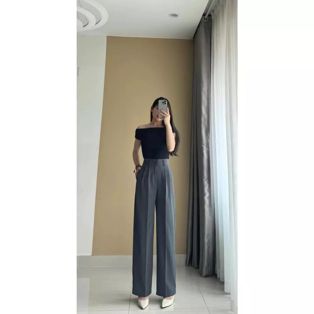 Quần Tây Ống Suông, Chất Gold Nhật Mềm Mịn Lưng Cao Tôn Dáng Dài - MAY Fashion