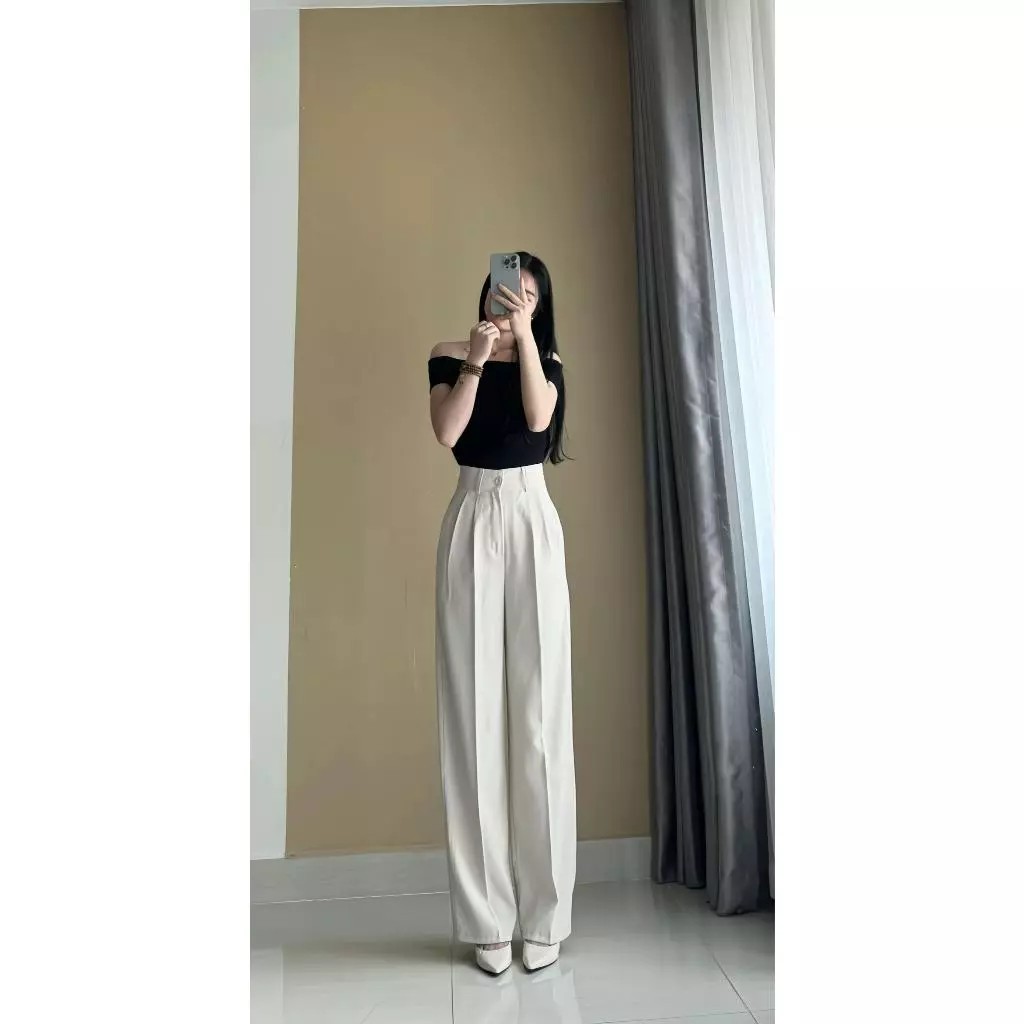 Quần Tây Ống Suông, Chất Gold Nhật Mềm Mịn Lưng Cao Tôn Dáng Dài - MAY Fashion
