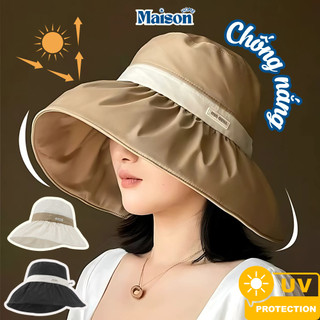 Mũ Chống Nắng Rộng Vành MAISON Chống Tia UV 99%, Nón Che Nắng Nữ Đi Biển Du Lịch Xuân Hè 2025 Có Thể Điều Chỉnh Độ Rộng