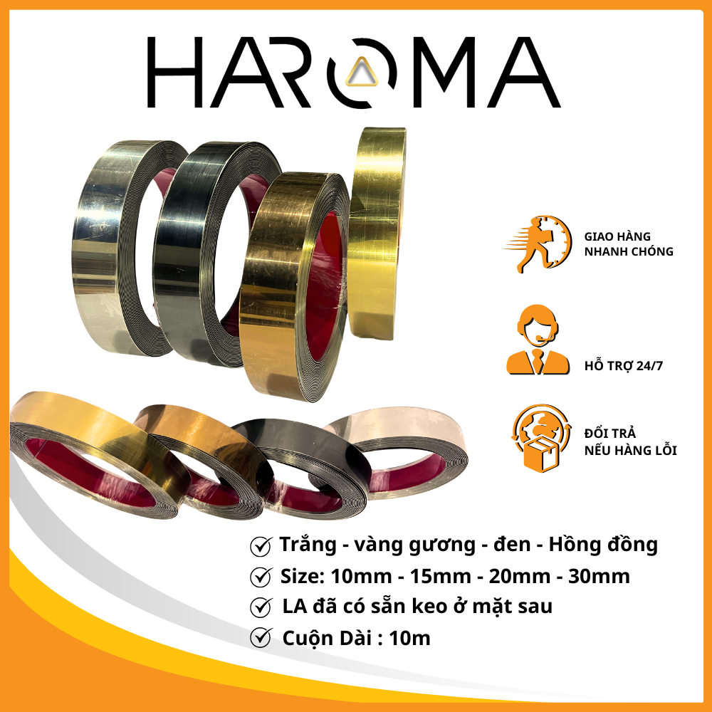 Nẹp trang trí LA inox có keo dán sẵn. Dán trần, tường, kệ tủ,...Cuộn ...