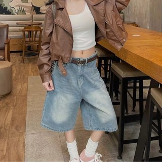 Quần Short Sọt đùi Lửng Ngố Jean bò Nam nữ Đen Xanh Retro Wash Rách form baggy ống rộng Avocado