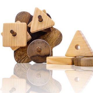 Bộ thả hình khối hình trụ bằng gỗ, đồ chơi Montessori phát triển thông minh Chàng Trai Gỗ