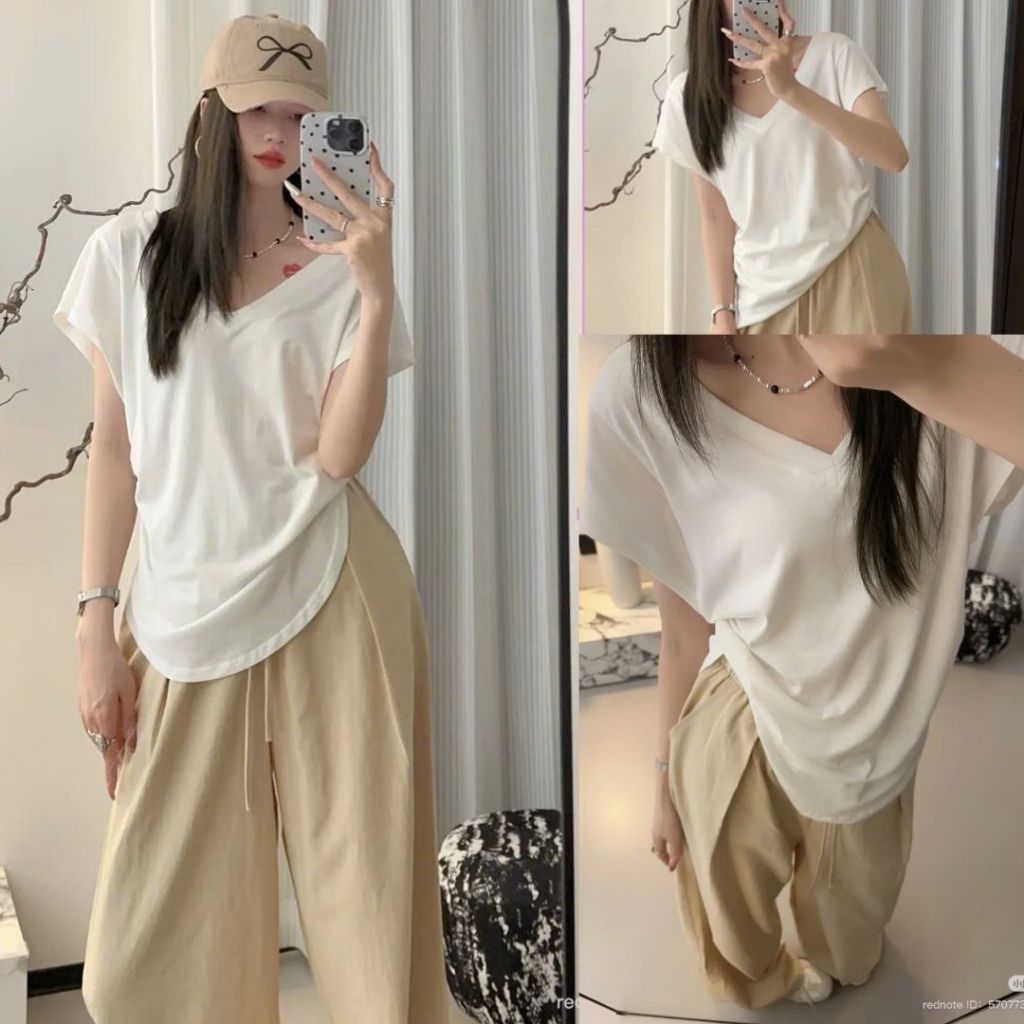 Áo thun cánh dơi nữ tay ngắn Sicily Áo thun dáng rộng rúm eo nhẹ AT105