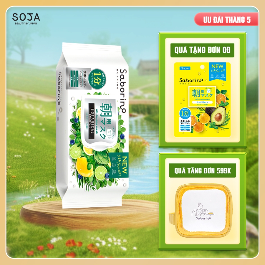 Ảnh Mặt Nạ Dưỡng Ẩm Buổi Sáng Saborino Hương Thảo Mộc Morning Facial Sheet Mask Botanical N 30 Miếng 1