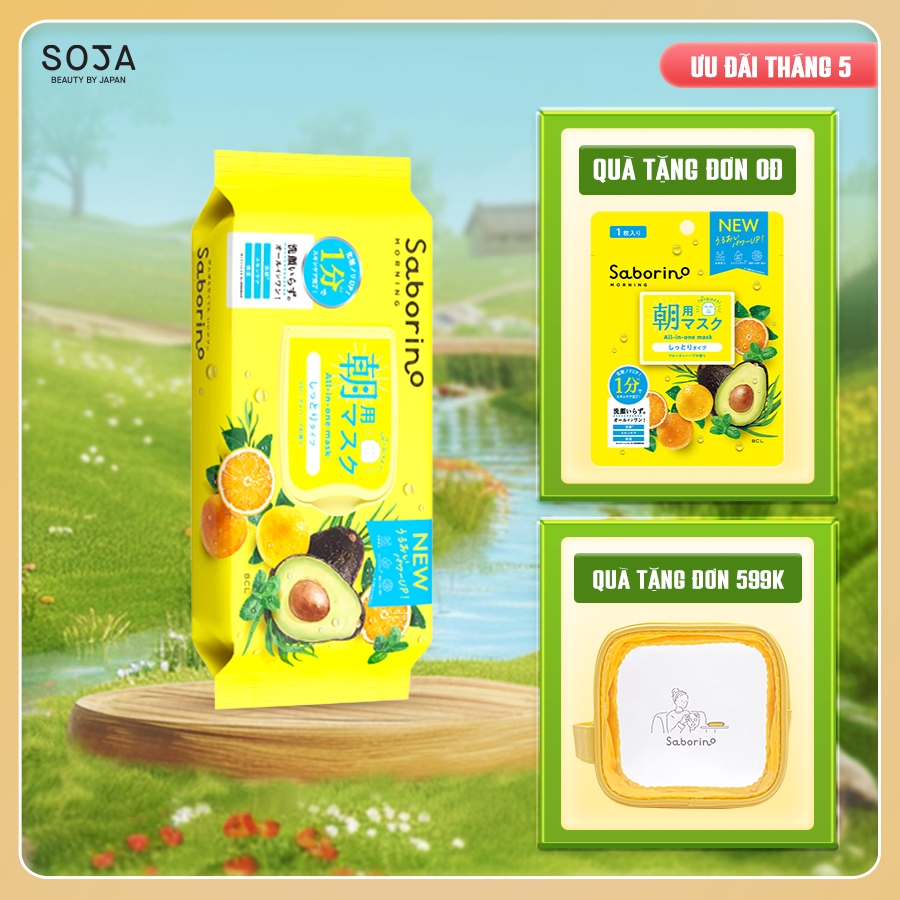 Ảnh Mặt Nạ Dưỡng Ẩm Buổi Sáng Saborino Hương Trái Cây Morning Facial Sheet Mask 32 Miếng 1