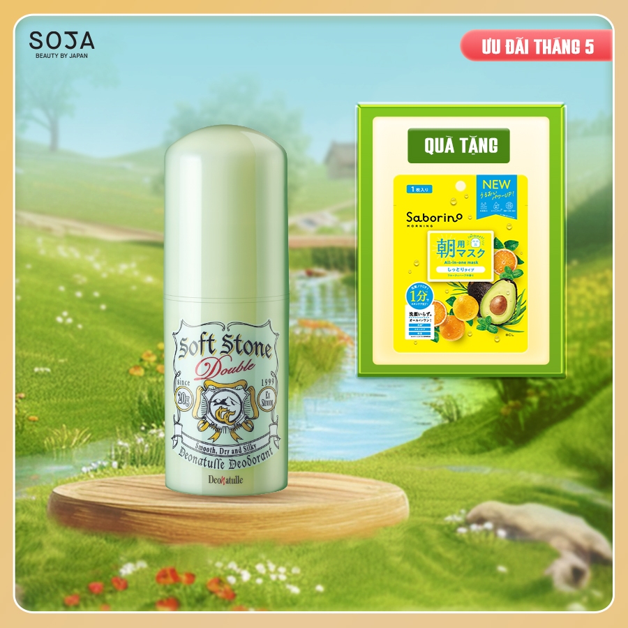 Ảnh Lăn khử mùi đá khoáng dạng sáp Deonatulle giúp sáng da Soft Stone Double Color Control 20G 1
