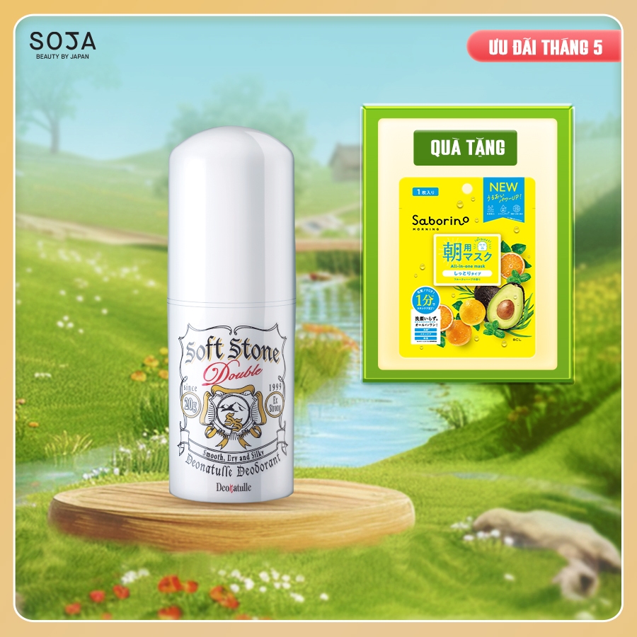 Ảnh Lăn khử mùi đá khoáng dạng sáp Deonatulle dành cho mọi loại da Soft Stone Double Deodorant 20G 1