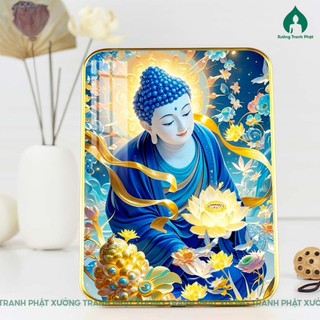 Tranh Phật A Di Đà tráng gương nhiều kích thước để bàn treo tường