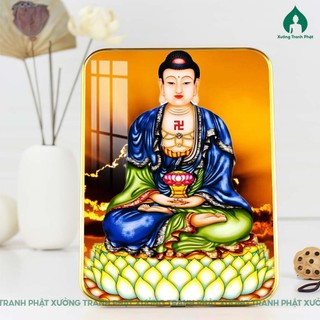 Tranh Phật A Di Đà tráng gương nhiều kích thước để bàn treo tường