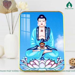 Tranh Phật A Di Đà tráng gương nhiều kích thước để bàn treo tường