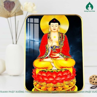 Tranh Phật A Di Đà tráng gương nhiều kích thước để bàn treo tường