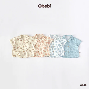 Áo Sơ Mi Họa Tiết Đi Biển Obebi Thời Trang Mùa Hè Cho Bé Trai Bé Gái từ 5kg - 19kg A448