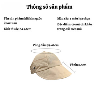 Mũ chống nắng nửa đầu MAISON kiểu dáng Hàn Quốc vành rộng có móc đeo khẩu trang, mũ chống nắng buộc tóc đuôi ngựa