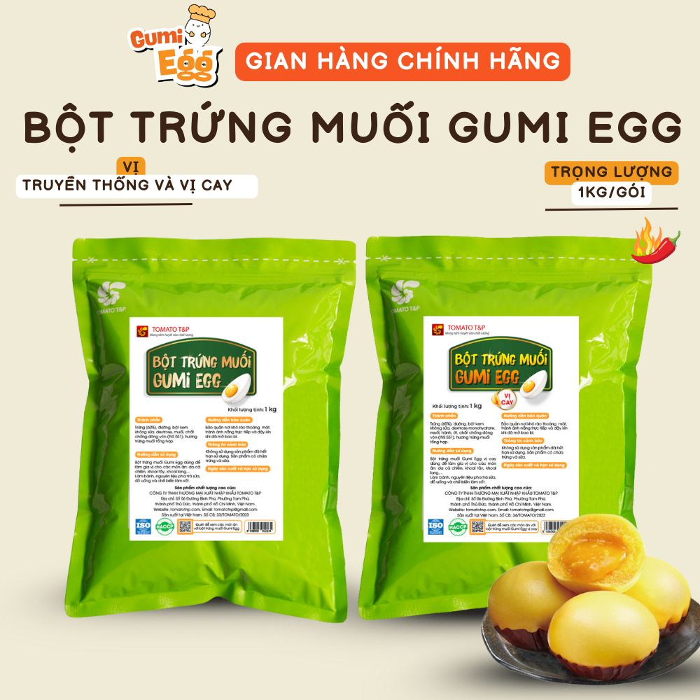 Bột Trứng Muối Tomato T&P Gói 1Kg, Làm Sốt Trứng Muối Hoàng Kim hoặc Làm Bánh Bao Kim Sa Trứng Chảy