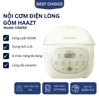 Nồi cơm điện lòng gốm Haatz CIM205 công suất 500W dung tích 1.2L 6 chức năng nấu đa dạng