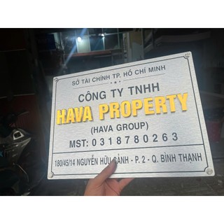 Bảng công ty, bảng hộ kinh doanh chất liệu alu bạc xước + chữ vàng gương nhiều kích thước theo yêu cầu