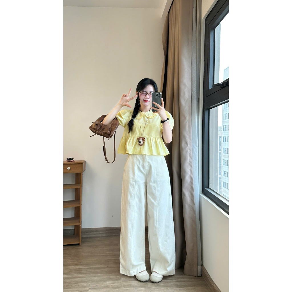 Quần Kaki Thô Mềm LINE NỔI TRẺ TRUNG Joolate Form Ống Rộng Có Chun Lưng Dễ Mặc 441 P1K3