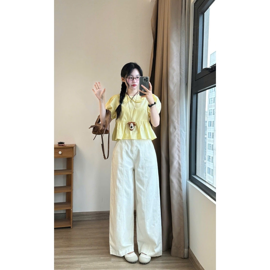 Quần Kaki Thô Mềm LINE NỔI TRẺ TRUNG Joolate Form Ống Rộng Có Chun Lưng Dễ Mặc 441 P1K3