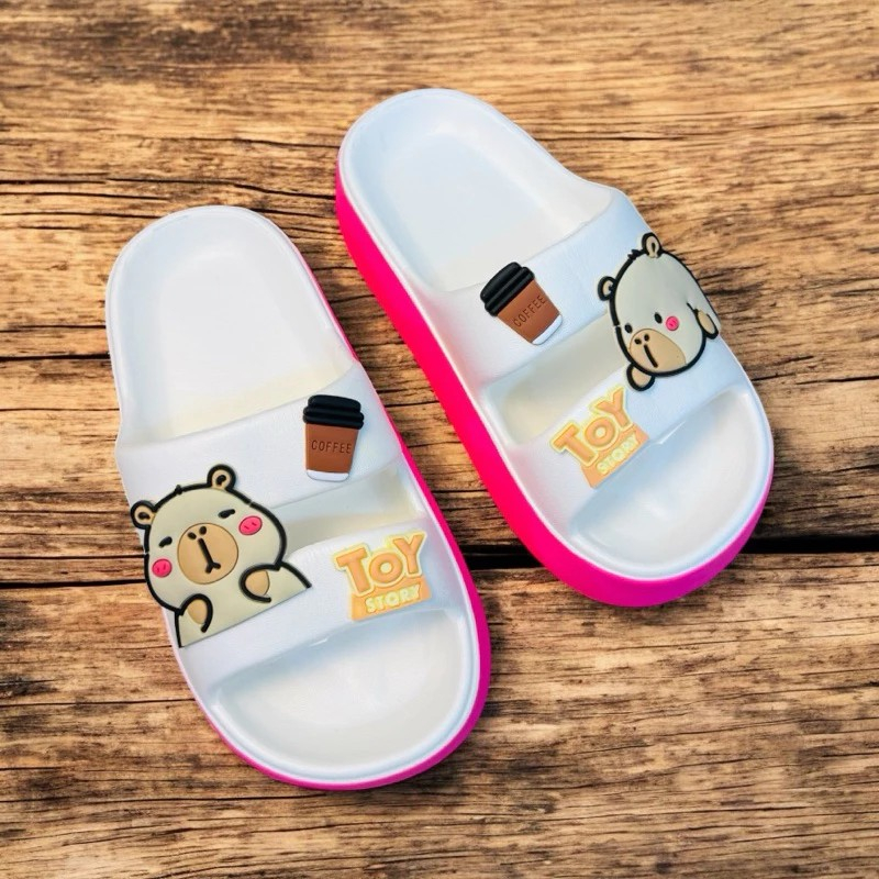Dép bánh mì 2 quai thời trang cho bé gái hình Capybara siêu nhẹ đế cao mềm êm chân