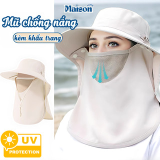 Mũ Chống Nắng Chống 99% Tia UV Kèm Khẩu Trang Che Cổ Có Thể Tháo Rời Thoáng Khí, Chống Bụi Hiệu Quả